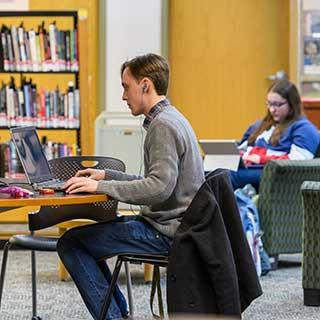 Students studying in the library